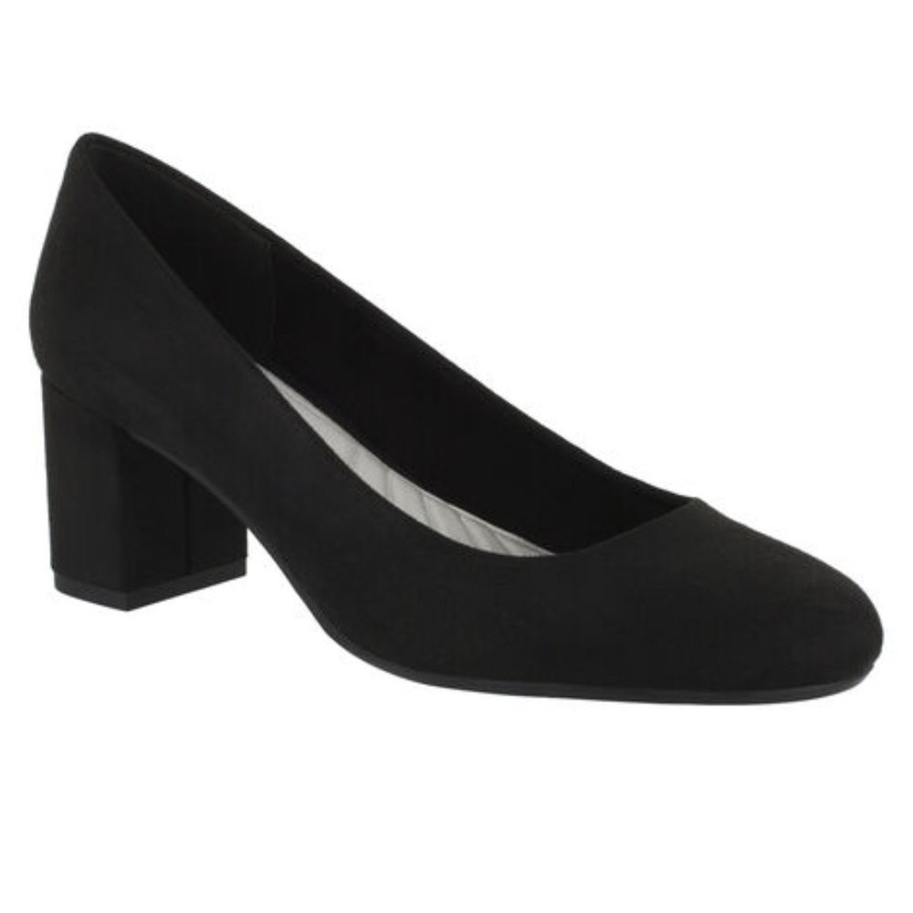 Easy Street Proper Pumps Sz 7 NEW 2" block heel BLACK SuperFlex sole SuperSuede - Picture 4 of 16